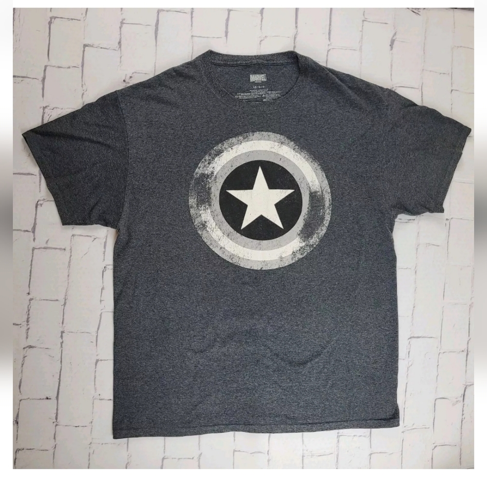 Marvel Comics T-Shirt Mens Large Captain America Avengers Superhero Solider Gray - Picture 1 of 12